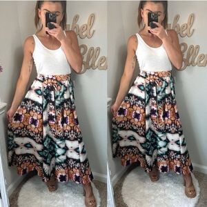 C est. 1946 Hippie chic earth tone tie dye Flowy maxi skirt size small